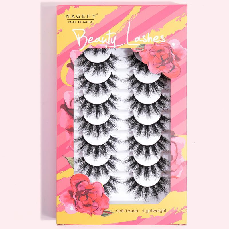 MAGEFY 8 pair 6D False Eyelashes Set - Rose Flower Box